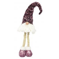 Χριστουγεννιάτικο Διακοσμητικό Λούτρινο Ξωτικό με Ροζ Σκούφο, Όρθιο (76cm)